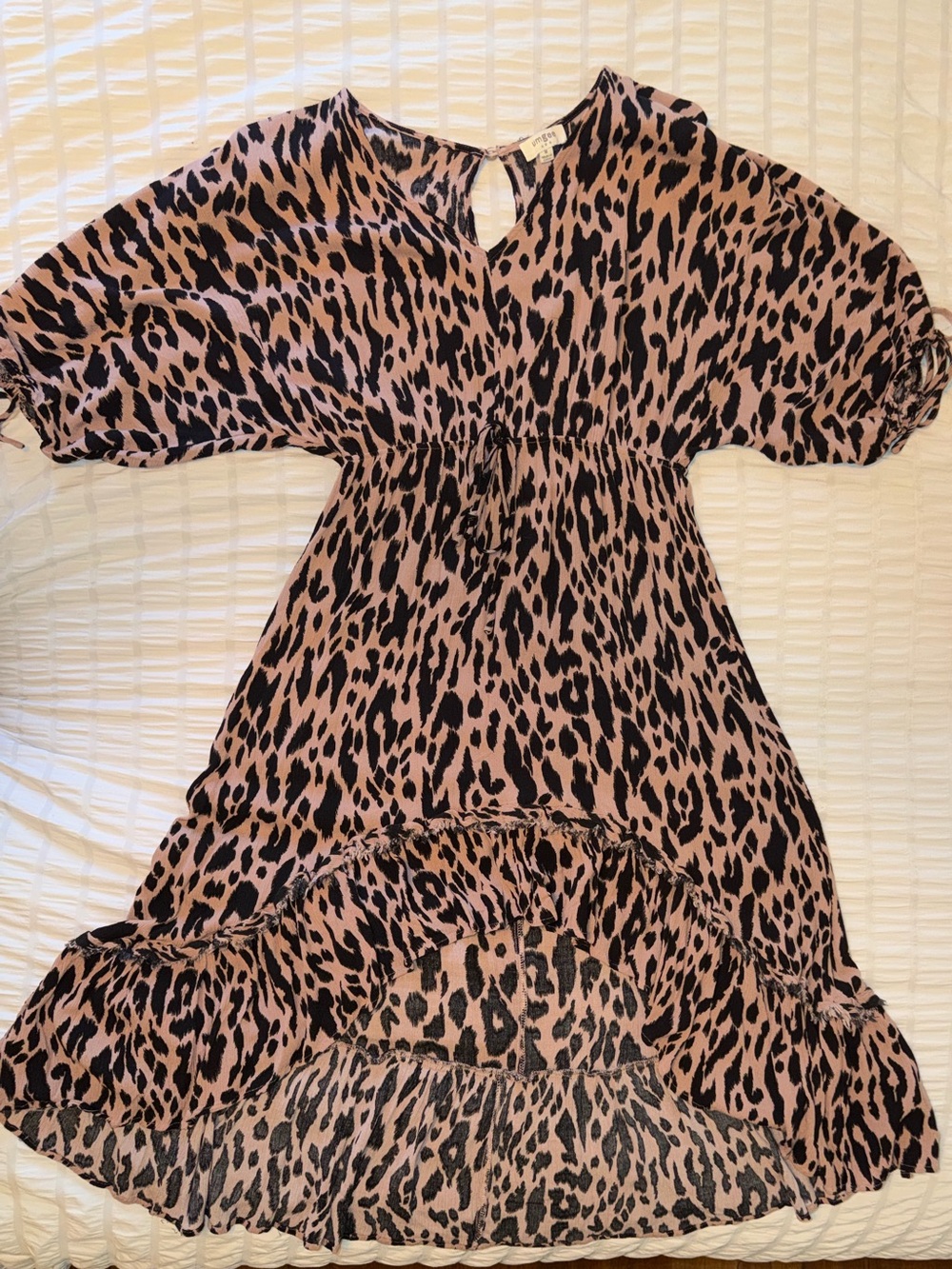 Umgee Tan and Black Leopard-Print Maxi Dress with Tie Waist